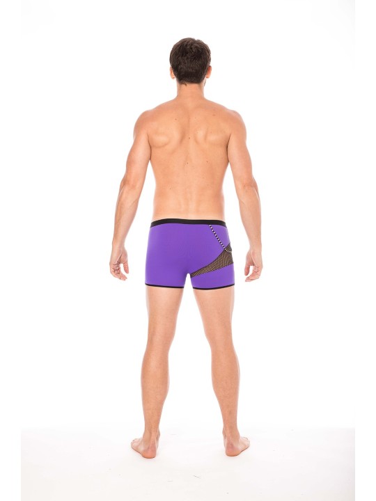 Fournisseur dropshipping boxer violet sexy homme où se partage opacité, filet et cordelette