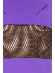 Fournisseur dropshipping T-shirt violet design avec fermuture éclairs sur le poitrine et filet sous le dessous