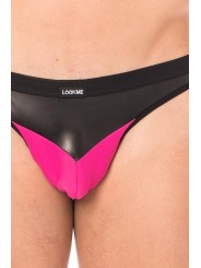 Fournisseur dropshipping string magenta design avec un tissu doux et opaque et un pointe en simili cuir sur la ceinture.