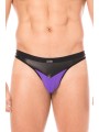 Fournisseur dropshipping string Violet design avec un tissu doux et opaque et un pointe en simili cuir sur la ceinture.