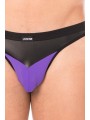 Fournisseur dropshipping string Violet design avec un tissu doux et opaque et un pointe en simili cuir sur la ceinture.