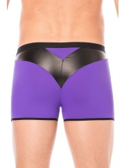 Fournisseur dropshipping boxer violet avec son tissu opaque et sa bande en forme de pointe en cuir