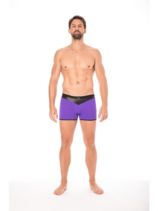 Fournisseur dropshipping boxer violet avec son tissu opaque et sa bande en forme de pointe en cuir