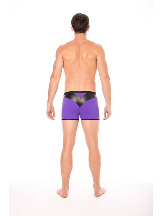 Fournisseur dropshipping boxer violet avec son tissu opaque et sa bande en forme de pointe en cuir