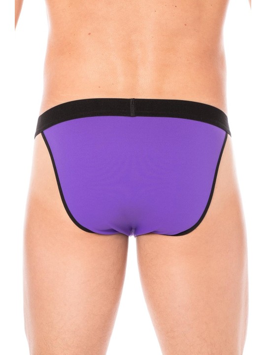 Fournisseur dropshipping slip violet  homme échancré avec fermeture éclair, tissu confortable