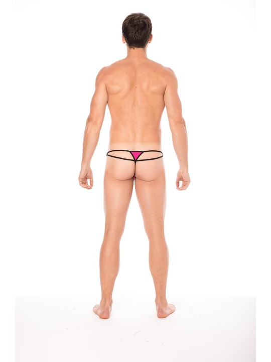 Fournisseur dropshipping Mini string magenta pour homme en forme de goutte avec sur les côtés des ficelles de maintien.