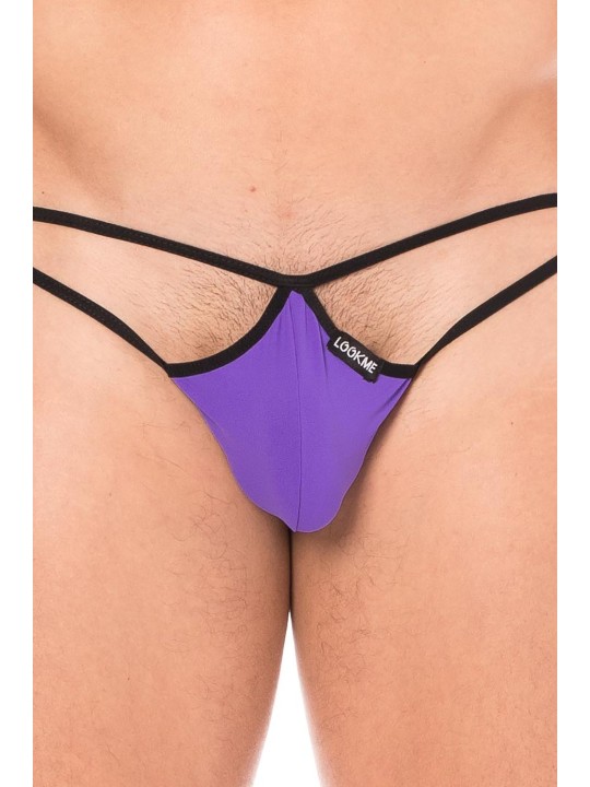 Fournisseur dropshipping Mini string violet pour homme en forme de goutte avec sur les côtés des ficelles de maintien.