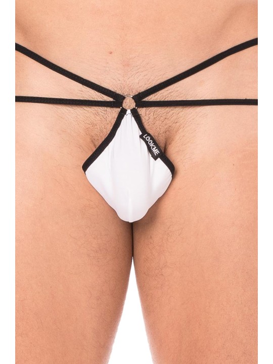 Fournisseur dropshipping Mini String sexy blanc pour homme avec poche en forme de goutte