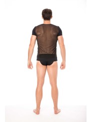 Fournisseur dropshipping T-shirt homme sexy confortable dans un style de rayures opaques et transparentes.