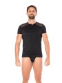 Fournisseur dropshipping T-shirt homme sexy confortable dans un style de rayures opaques et transparentes.