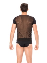 Fournisseur dropshipping T-shirt homme sexy confortable dans un style de rayures opaques et transparentes.