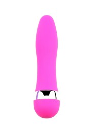 Fournisseur en dropshipping en mini vibromasseur rose de 11 cm avec avec bague argenté pour des plaisir plus intenses.