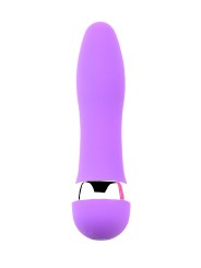 Fournisseur en dropshipping en mini vibromasseur violet de 11 cm avec avec bague argenté pour des plaisir plus intenses.