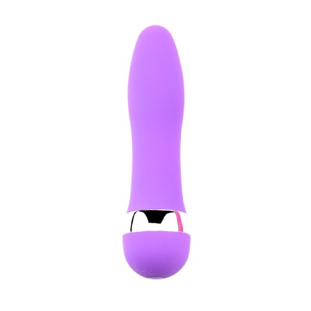 Fournisseur en dropshipping en mini vibromasseur violet de 11 cm avec avec bague argenté pour des plaisir plus intenses.