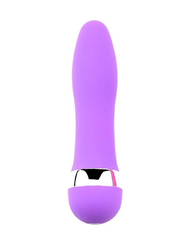 Fournisseur en dropshipping en mini vibromasseur violet de 11 cm avec avec bague argenté pour des plaisir plus intenses.