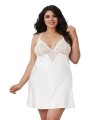 Nuisette grande taille satin et dentelle blanche de votre grossiste en dropshipping pour des nuits de noces sensuelles