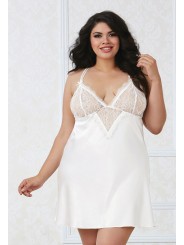 Nuisette grande taille satin et dentelle blanche de votre grossiste en dropshipping pour des nuits de noces sensuelles