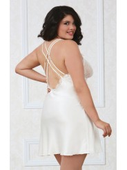 Nuisette grande taille satin et dentelle blanche de votre grossiste en dropshipping pour des nuits de noces sensuelles