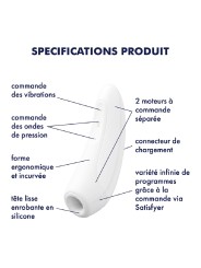 Grossiste satisfayer stimulateur clitoris blanc Curvy 1+