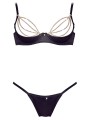 Soutien-gorge demi seins sexy en satin et chainette de strass avec son string en chainette de COTTELLI