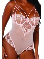 Body sensuelle et glamour en fine résille et dentelle florale de la marque de lingerie Dreamgirl.