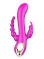 Vibromasseur 3 têtes rabbit rose avec chapelet anal vibrant intégré de chez Dreamy Toys