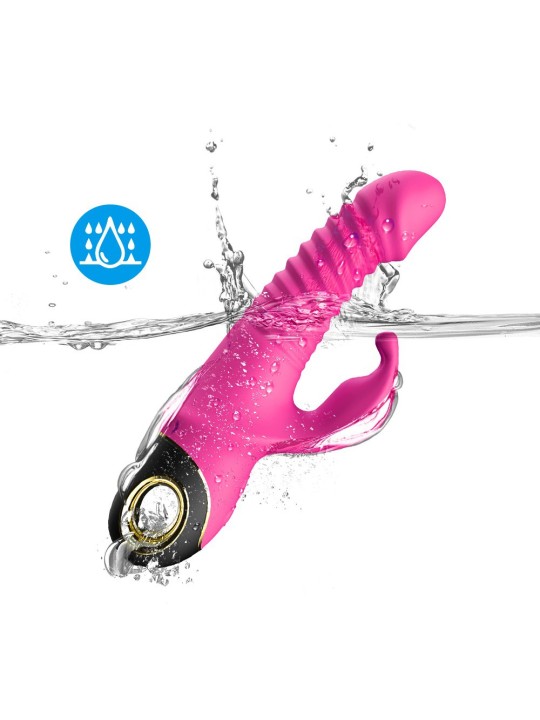 Vibromasseur Zing Rabbit avec va et vient et rotation, de couleur rose, rechargeable USB