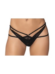 String en fine résille noire sexy avec lanières de votre distributeur Mapalé lingerie.