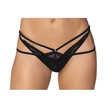 String en fine résille noire sexy avec lanières de votre distributeur Mapalé lingerie.