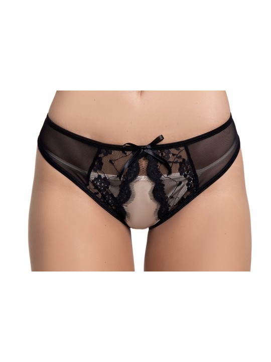 Grossiste de la marque Mapalé, culotte sexy ouvert en dentelle noire.