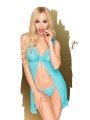 babydoll résille bleu semi transparente de chez votre distributeur Penthouse