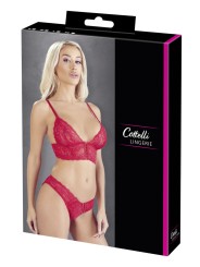 Ensemble soutien-gorge dentelle et sa culotte haute rouge de votre distributeur COTTELLI collection .