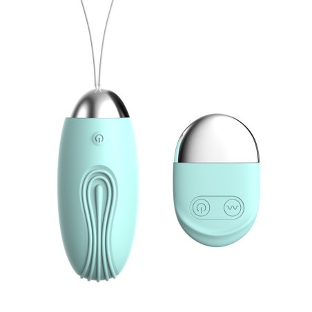 Oeuf vibrant turquoise rainuré usb avec télécommande de chez votre grossiste Dropshipping CL.DIFFUSION