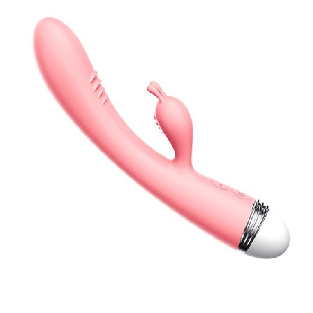 La marque Dreamy Toys vous propose ce vibromasseur rabbit courbé USB rose  en dropshipping.