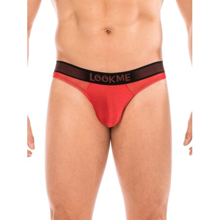 String rouge homme avec ceinture Lookme de chez votre grossiste en lingerie et sous vêtements pour homme.