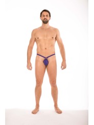 Mini String violet pour Homme avec sa poche "banane' pour une tenue droite de votre pénis distribué par la marque LOOK ME.