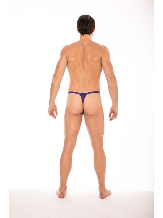 Mini String violet pour Homme avec sa poche "banane' pour une tenue droite de votre pénis distribué par la marque LOOK ME.