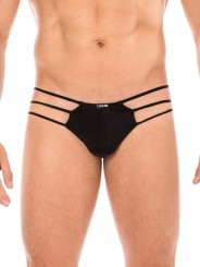 Jock noir pour Homme avec trois cordes sur les côtés pour un style So Sexy de la marque LOOK ME Homme.