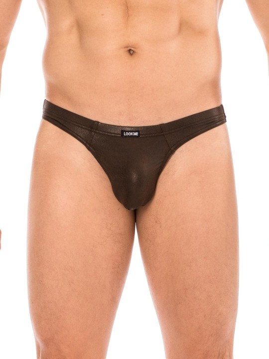 Sous-vêtement sexy pour Homme avec ce string marron de la collection LOOKME, distribué par votre grossiste CL.DIFFUSION