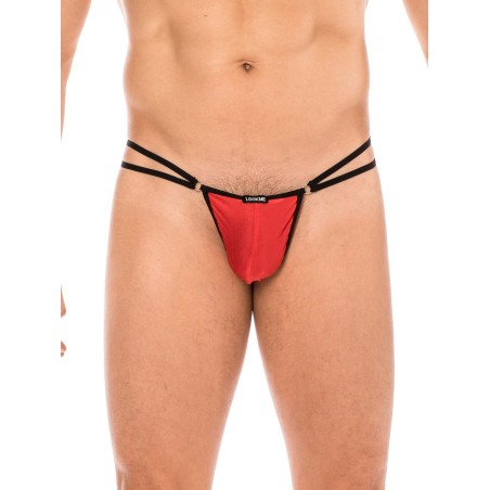 Mini String rouge pour Homme avec multiple lanières, chez votre distributeur de sous-vêtements sexy Homme.