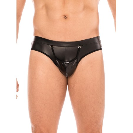 La marque LOOK ME, sous-vêtement pour Homme, avec ce string noir, poche amovible pour laisser apparaitre votre pénis.