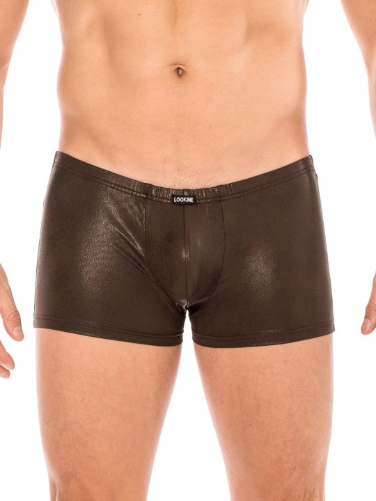 Lookme, lingerie pour homme, boxer en simili cuir, effet mouillé chez votre distributeur en sous-vêtement homme sexy