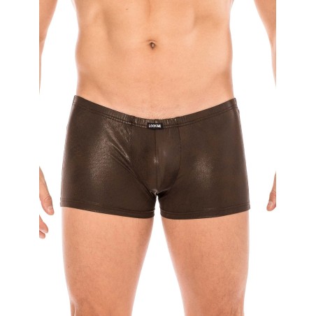 Lookme, lingerie pour homme, boxer en simili cuir, effet mouillé chez votre distributeur en sous-vêtement homme sexy