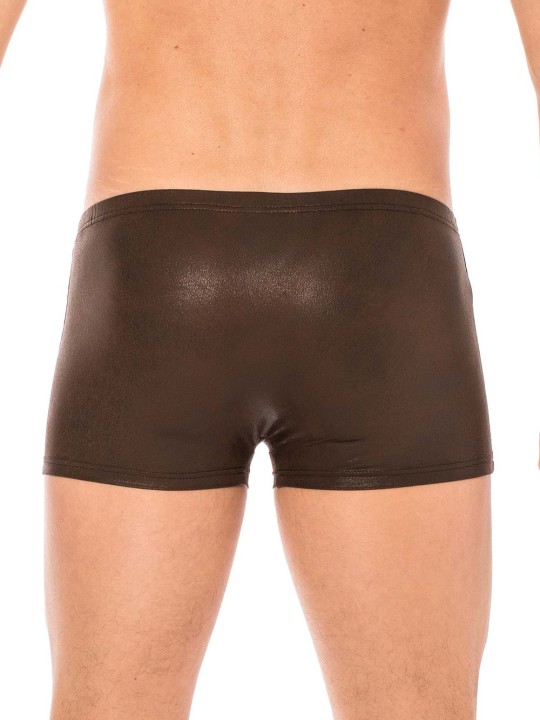 Lookme, lingerie pour homme, boxer en simili cuir, effet mouillé chez votre distributeur en sous-vêtement homme sexy