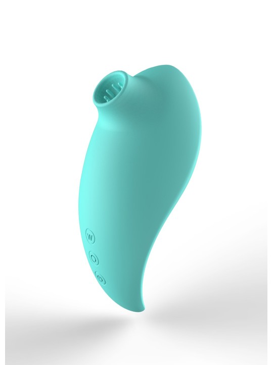 Distributeur coffret sex toys avec stimulateur et oeuf vibrant turquoise télécommandé.