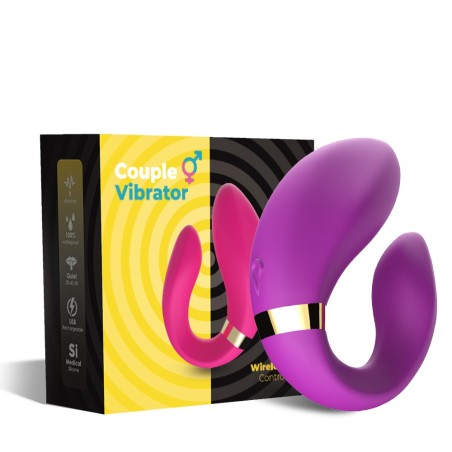 Distributeur sex toys pour couple avec ce vibromasseur violet haut de gamme en silicone double moteur de la marque Dreamy Toys