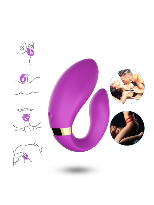 Distributeur sex toys pour couple avec ce vibromasseur violet haut de gamme en silicone double moteur de la marque Dreamy Toys