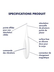 Stimulateur polyvalent pour zone ciblé blanc USB, Twirling Fun Satisfyer - CC597725