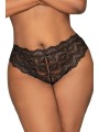 Tanga noir ouvert à l'entrejambe grande taille - DG1468XBLK