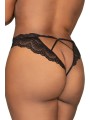 Tanga noir ouvert à l'entrejambe grande taille - DG1468XBLK